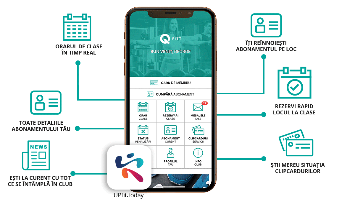 Aplicatia UPfit.today pentru Q FITT Bacău și Piatra Neamț